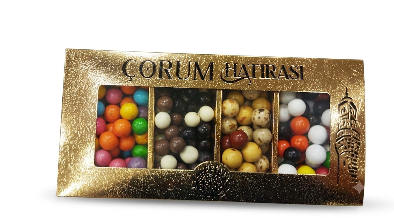 Çorum Hatırası Altın Varaklı 4 Bölmeli Draje Kutusu - 1